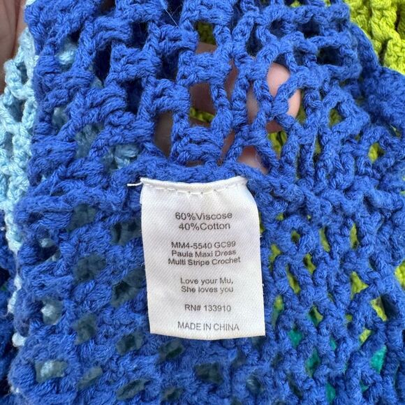 Show Me Your Mumu Women's Paula Dress in Multi Color Stripes Crochet Size XS - Picture 7 of 7